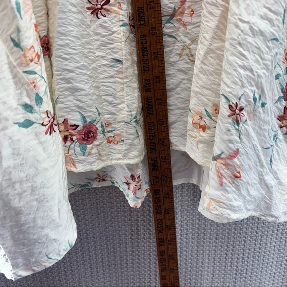 Torrid Womens Shirt Blouse 4X Floral Sheer Ruched Sleeves Boho Flowy Summer - Picture 9 of 9